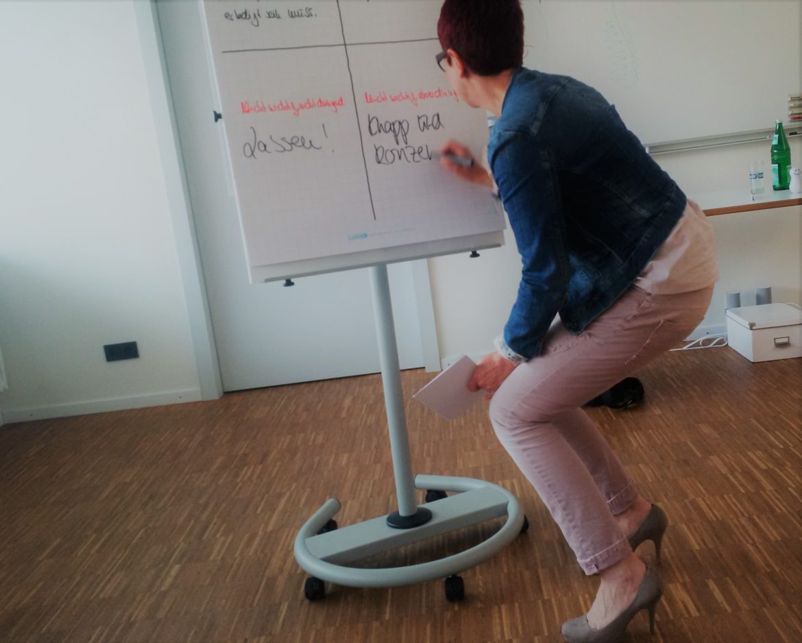Bockiges Flipchart.